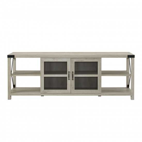 70" Farmhouse Metal X TV Stand - White Oak