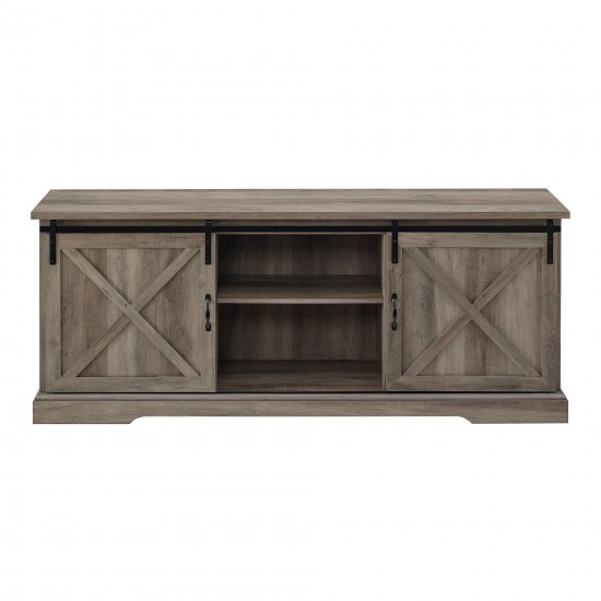 70" Sliding Barn Door TV Console - Grey Wash