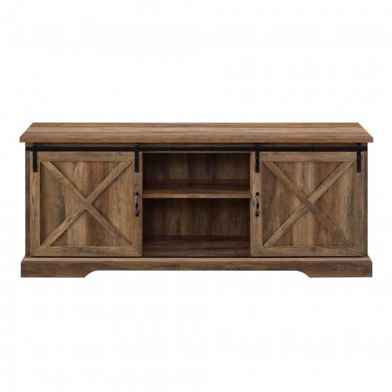 70" Sliding Barn Door TV Console - Rustic Oak