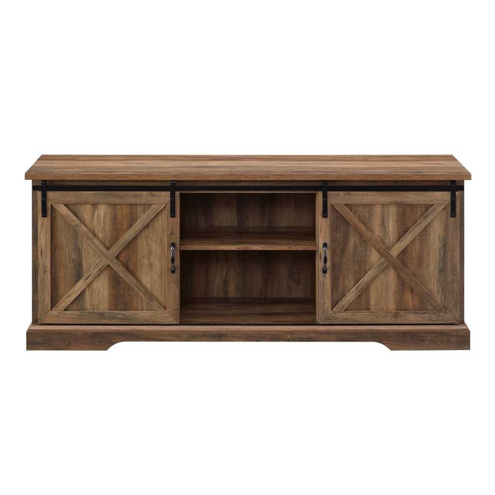 70" Sliding Barn Door TV Console - Rustic Oak