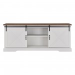 70" Sliding Barn Door TV Console - Rustic Oak/Brushed White