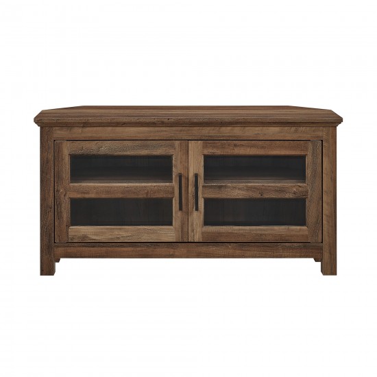 44" Transitional Modern Farmhouse Wood Corner TV Stand - Rustic Oak