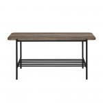 Athena 40" Wood Bench with Metal Shelf - Grey Wash
