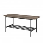 Athena 40" Wood Bench with Metal Shelf - Grey Wash