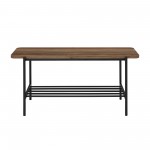 Athena 40" Wood Bench with Metal Shelf - Rustic Oak