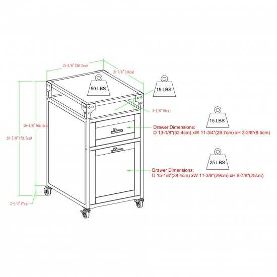 48" Angle Iron Desk with Filing Cabinet Cabinet - Rustic Oak