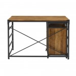 48" Angle Iron Desk with Filing Cabinet Cabinet - Rustic Oak