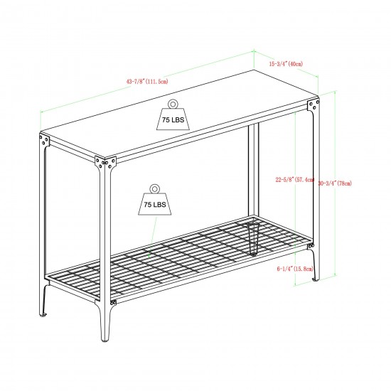 Angle Iron 44" Rustic Entryway Table - Dark Walnut