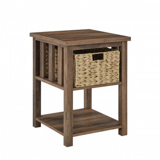 18" Mission Storage Side Table- Rustic Oak