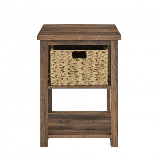 18" Mission Storage Side Table- Rustic Oak