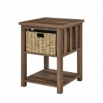 18" Mission Storage Side Table- Rustic Oak