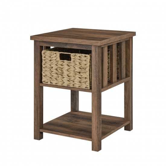 18" Mission Storage Side Table- Rustic Oak
