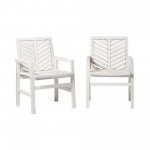 Vincent Wood Chevron Patio Chair, Set of 2 - White Wash