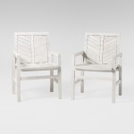 Vincent Wood Chevron Patio Chair, Set of 2 - White Wash