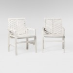 Vincent Wood Chevron Patio Chair, Set of 2 - White Wash
