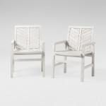 Vincent Wood Chevron Patio Chair, Set of 2 - White Wash