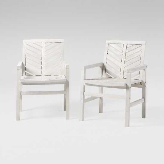 Vincent Wood Chevron Patio Chair, Set of 2 - White Wash