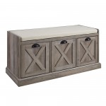 Willow 40" Farmhouse 3 Drawer Storage Bench - Grey Wash/Oatmeal Linen