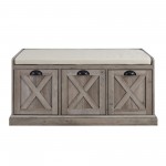 Willow 40" Farmhouse 3 Drawer Storage Bench - Grey Wash/Oatmeal Linen