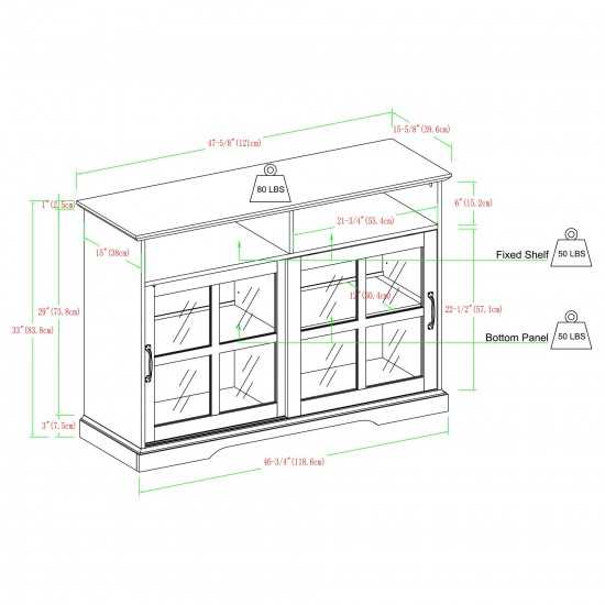 Boden 48" Sliding Glass Door Sideboard - Brushed White