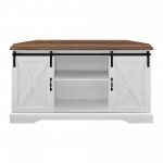 52" Sliding Barn Door Corner TV Stand - Rustic Oak/Solid White