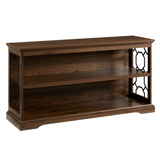 Ophelia 52" Lateral Bookshelf with Decorative Metal Sides - Dark Walnut