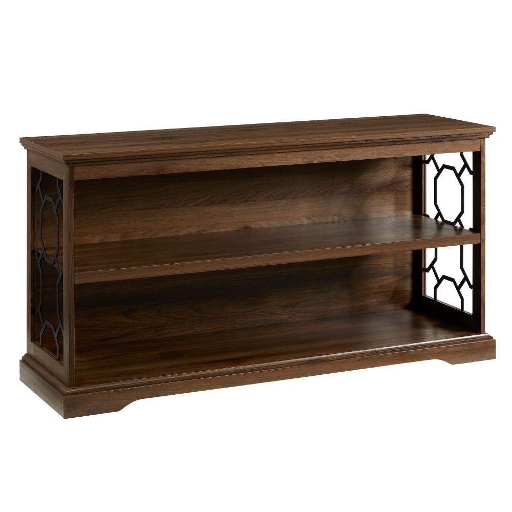 Ophelia 52" Lateral Bookshelf with Decorative Metal Sides - Dark Walnut Ophelia 52" Lateral Bookshelf with Decorative Metal Sides - Dark Walnut