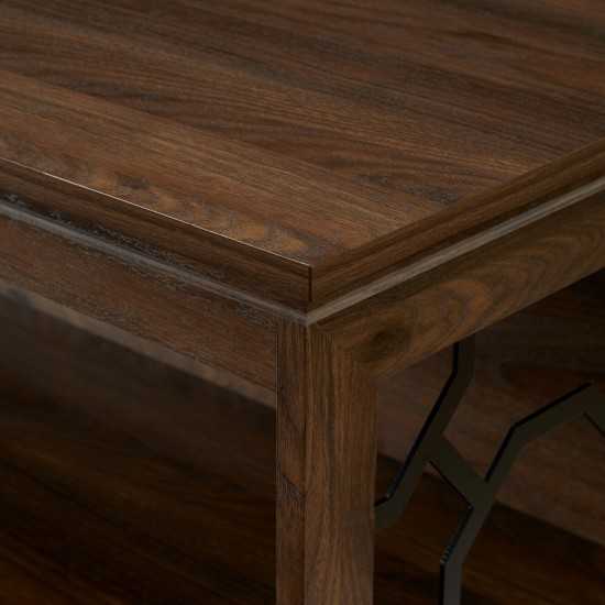 Ophelia 52" Lateral Bookshelf with Decorative Metal Sides - Dark Walnut