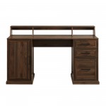 Gavin 58" 3 Drawer Computer Desk with Hutch - Dark Walnut