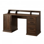 Gavin 58" 3 Drawer Computer Desk with Hutch - Dark Walnut