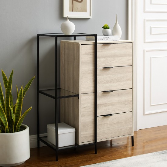 Isabella 4 Drawer Wood and Glass Accent Chest - Birch