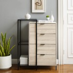 Isabella 4 Drawer Wood and Glass Accent Chest - Birch