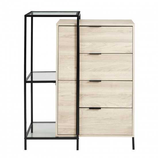 Isabella 4 Drawer Wood and Glass Accent Chest - Birch