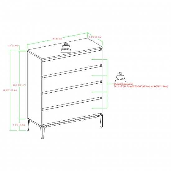 Elroy 36" Urban 4 Drawer Chest - Dark Walnut