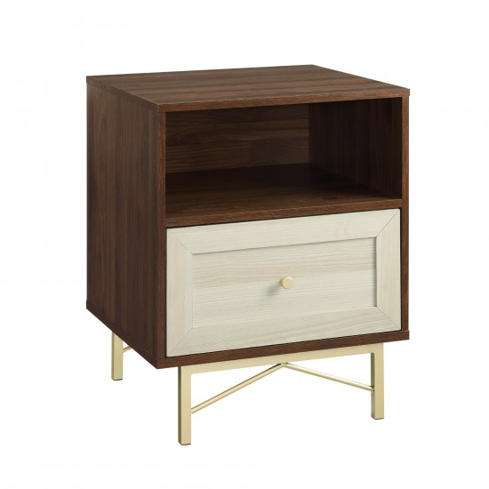 Gwen 20" 1 Drawer Modern Nightstand - Dark Walnut/White Poplar