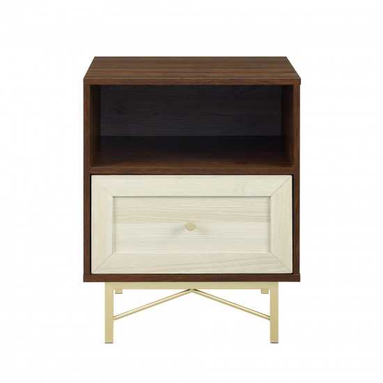 Gwen 20" 1 Drawer Modern Nightstand - Dark Walnut/White Poplar