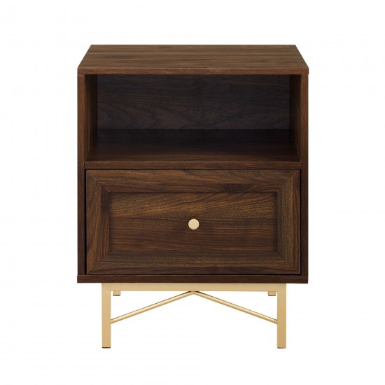 Gwen 20" 1 Drawer Modern Nightstand - Dark Walnut