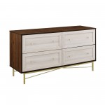 Gwen 56" 4 Drawer Modern Dresser - Dark Walnut/White Poplar