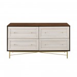 Gwen 56" 4 Drawer Modern Dresser - Dark Walnut/White Poplar