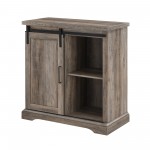 Alba 32" Accent Cabinet with Sliding Grooved Door - Grey Wash