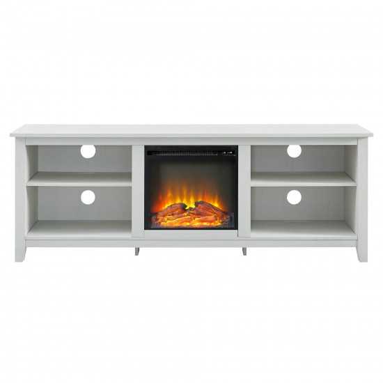 Simple 70" Fireplace TV Stand - Brushed White