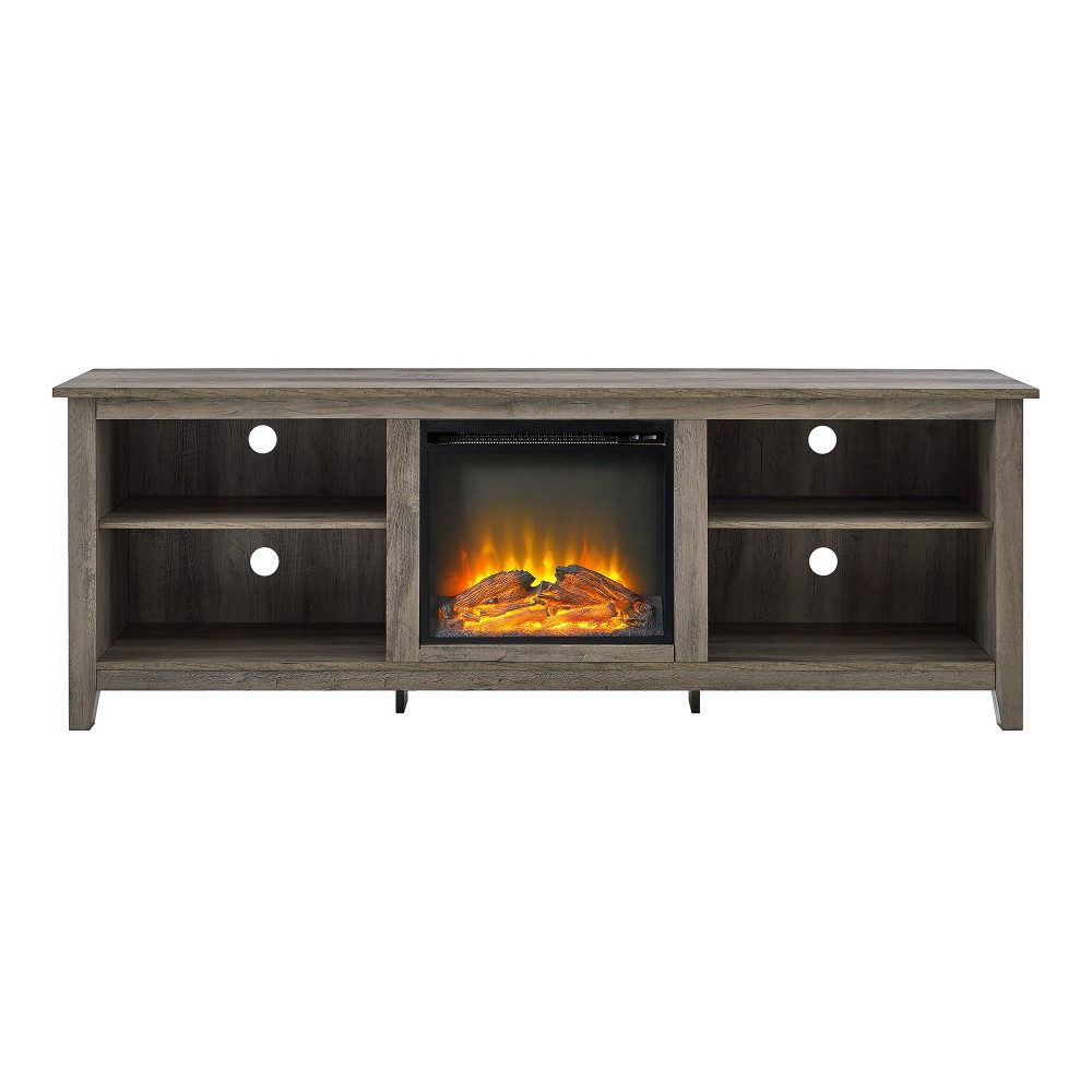 Simple 70" Fireplace TV Stand - Grey Wash