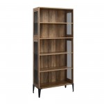 Jasper 68" Tall Bookshelf with Mesh Sides - Rustic Oak