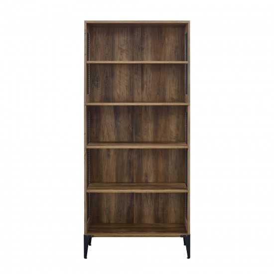 Jasper 68" Tall Bookshelf with Mesh Sides - Rustic Oak