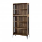 Jasper 68" Tall Bookshelf with Mesh Sides - Rustic Oak