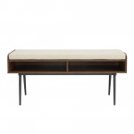 Diaz 44" Modern Bench with Front Storage and Cushion - Dark Walnut/Oatmeal