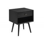 Mid Century Modern 1 Drawer Nightstand - Black