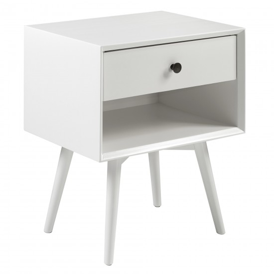 Mid Century Modern 1 Drawer Nightstand - White