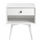 Mid Century Modern 1 Drawer Nightstand - White