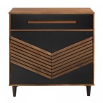 Anderson 32" Chevron Wood Detail Accent Cabinet - Black/Brown